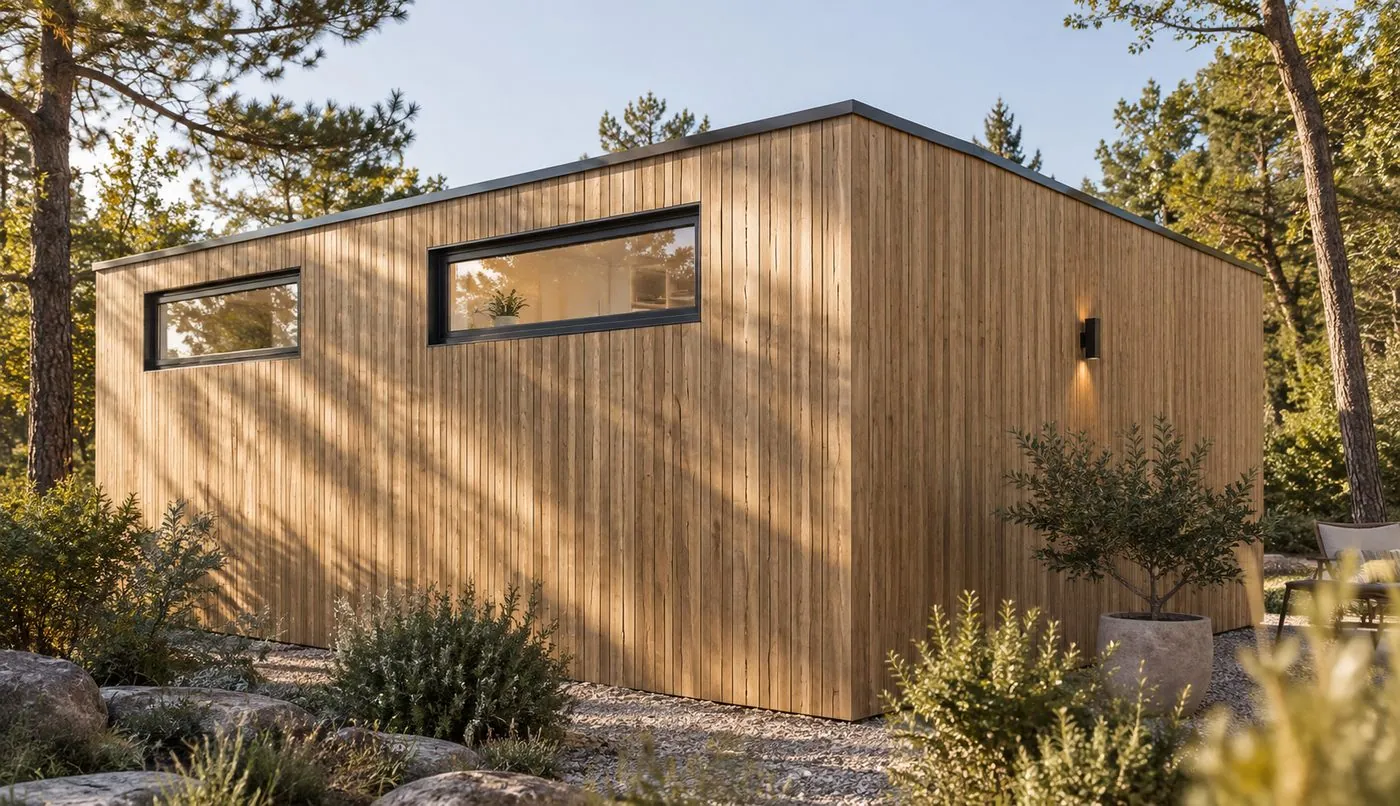 NØMA Lodge, façade bois et implantation dans son terrain